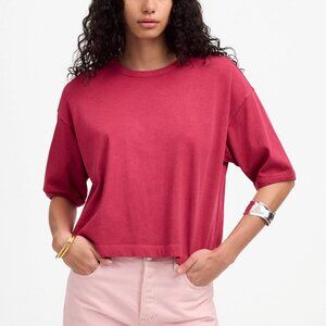 Madewell Relaxed Cotton Crewneck Boxy Tee Dark Rosette Size XXL NWT